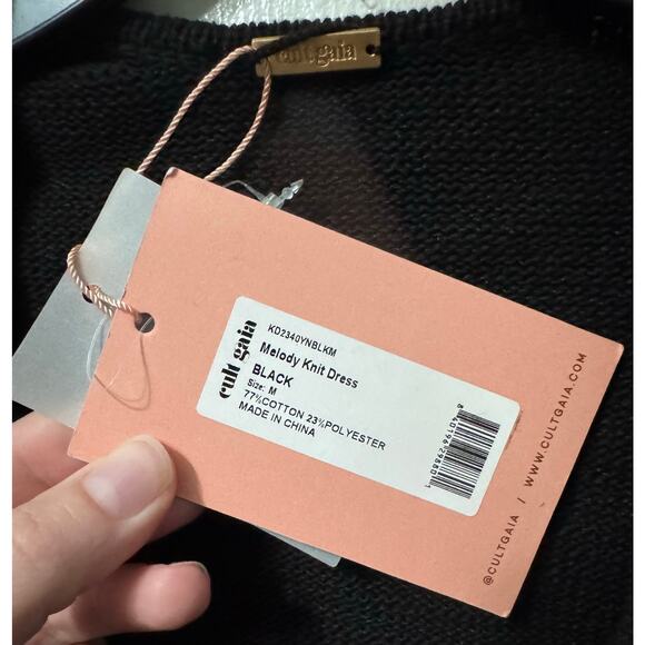 NWT Cult Gaia Black Knit Long Sleeve Melody Crop Top Size M - Picture 11 of 11